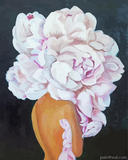 Girl Peony Head Art Painting By Numbers Kits