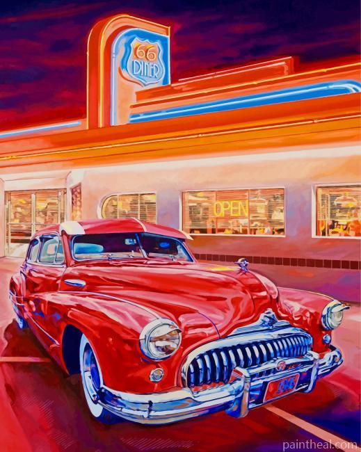 Red American Muscle Car Painting By Numbers Kits