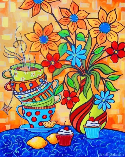 Flowers And Cups Painting By Numbers Kits