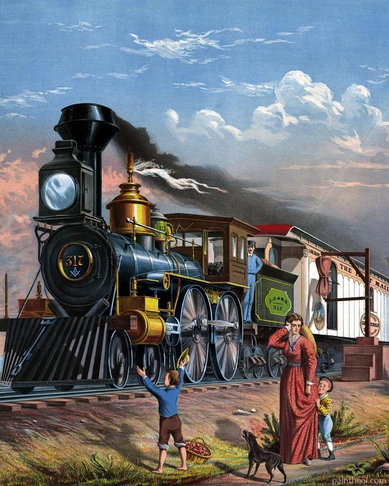 Old Steam Train Engines Painting By Numbers Kits