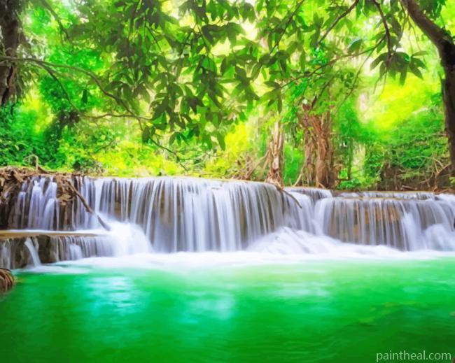 Nature Forest Waterfall Painting By Numbers Kits