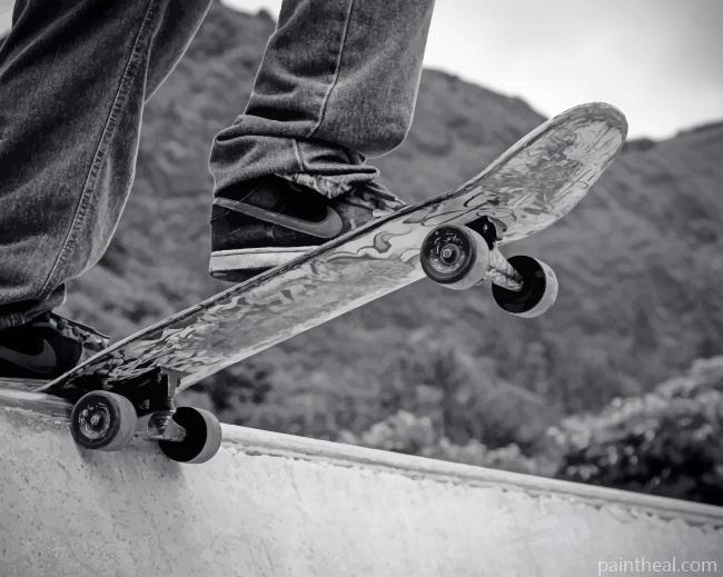 Skateboarding Black And White Painting By Numbers Kits