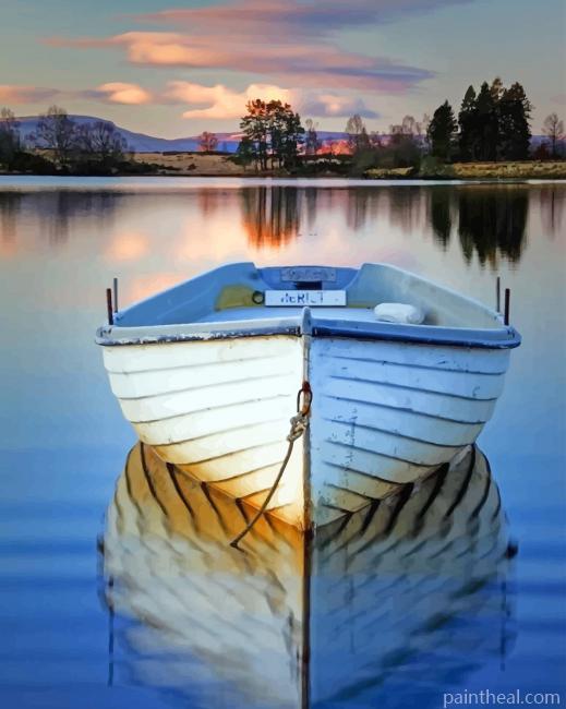 White Boat Painting By Numbers Kits