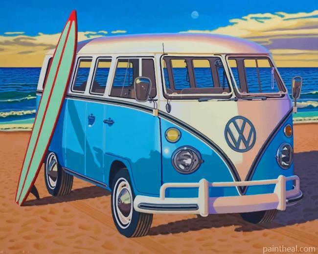 Volkswagen Bus With Surfboard NEW Painting By Numbers Kits