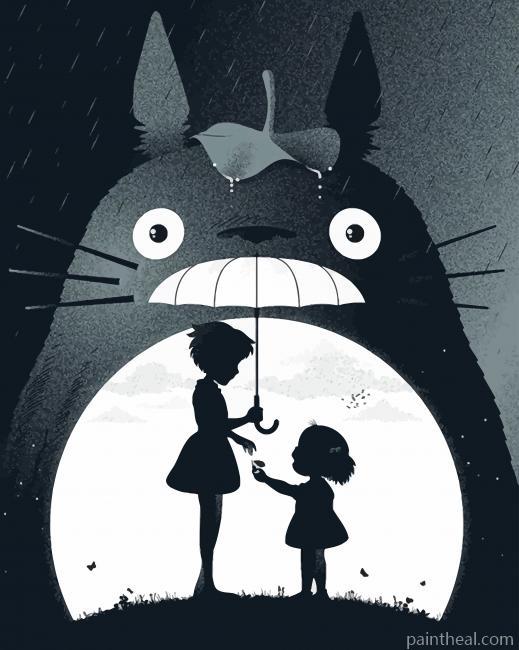 Black And White My Neighbor Totoro Painting By Numbers Kits