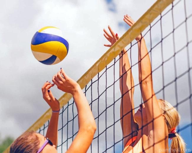 Girls Playing Volley Ball Painting By Numbers Kits