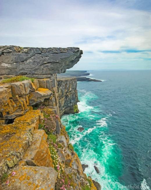 Rock Cliff With Cloudy Sky Painting By Numbers Kits