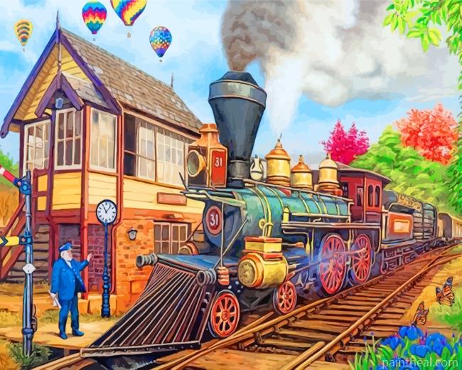 Stream Train Station Painting By Numbers Kits