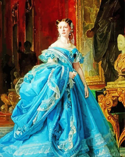Classy Lady In Blue Gown Painting By Numbers Kits