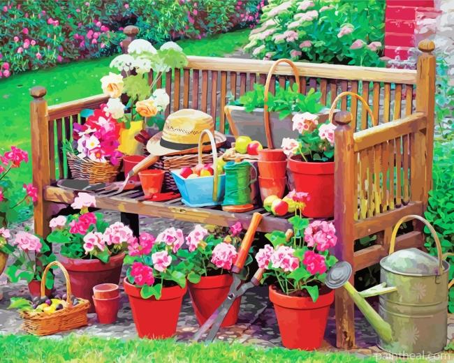 Garden Bench Painting By Numbers Kits