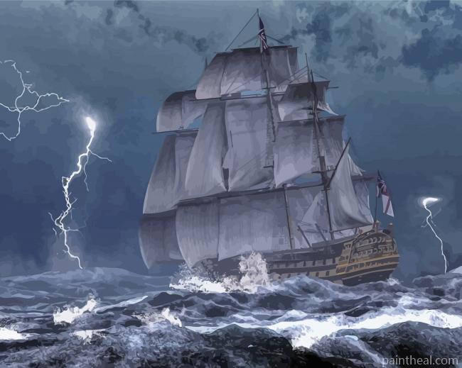 Ship In A Storm Painting By Numbers Kits