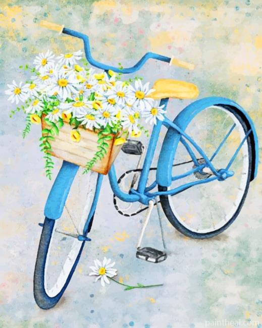 Bike With Flowers Basket Painting By Numbers Kits