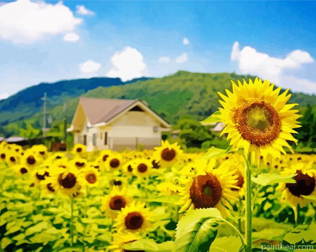 Sunflower House Art Painting By Numbers Kits
