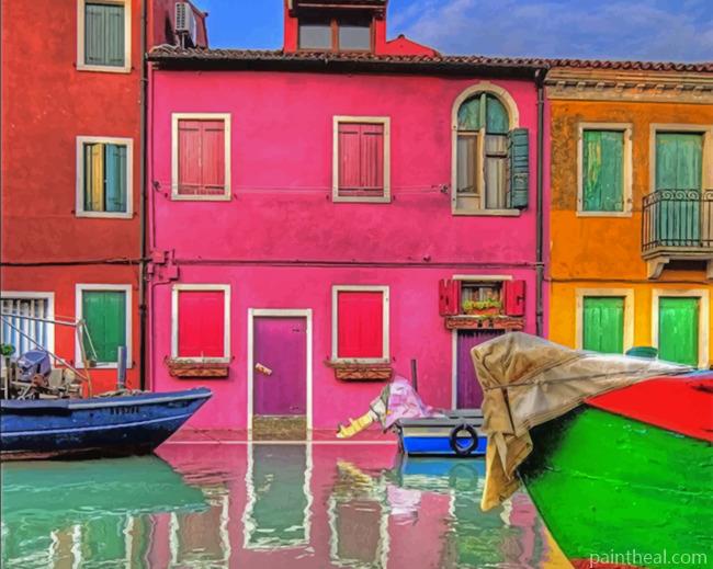 Colorful Houses Painting By Numbers Kits
