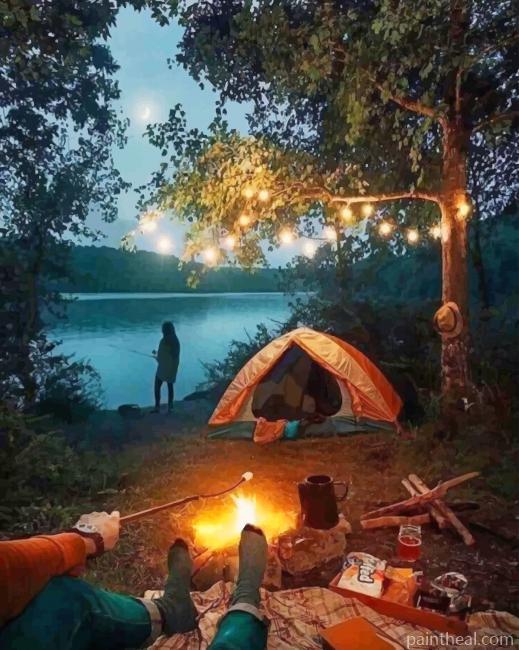 Camping In Forest Painting By Numbers Kits
