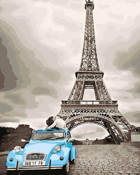 Black And White Paris Kiss Painting By Numbers Kits