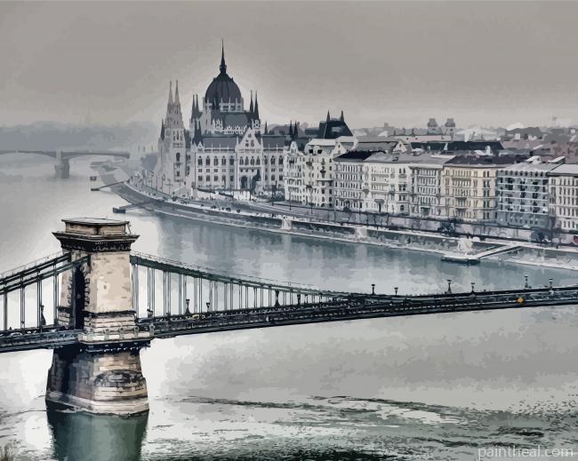 Black and White Hungarian Parliament Budapest Painting By Numbers Kits