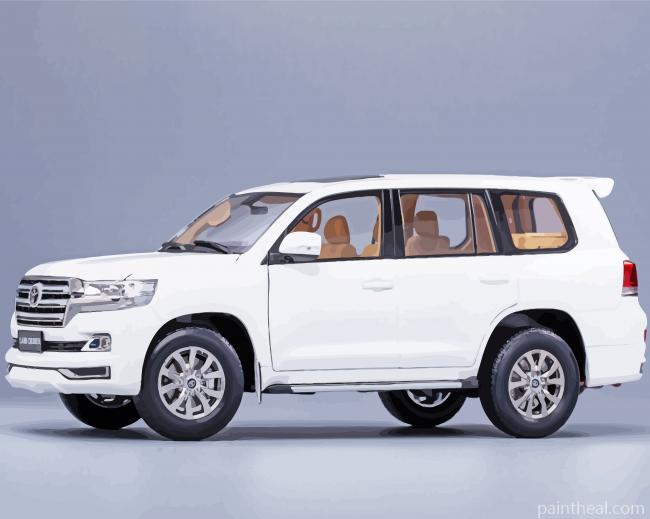 White Toyota Landcruiser Car Painting By Numbers Kits