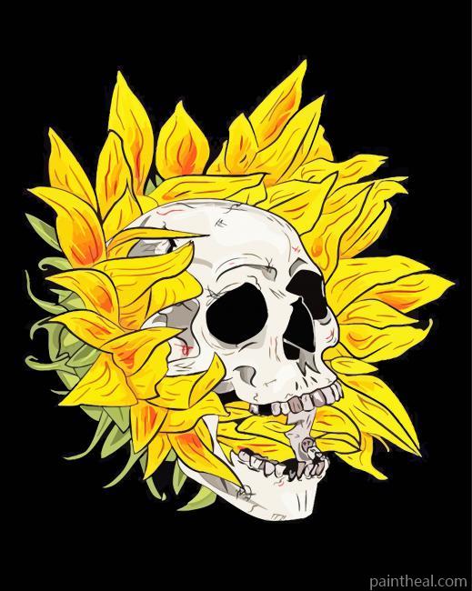 Aesthetic Skull Sunflower Painting By Numbers Kits