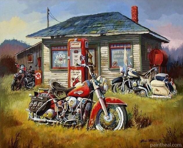 Harley Davidson Motorcycles Vintage Painting By Numbers Kits