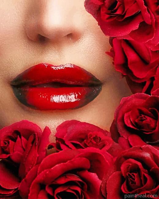 Red Lips and Roses Painting By Numbers Kits