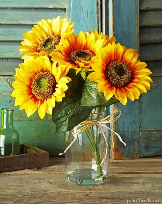 Aesthetic Sunflowers Vase Painting By Numbers Kits