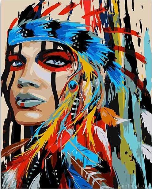 Colorful Indian Woman Painting By Numbers Kits