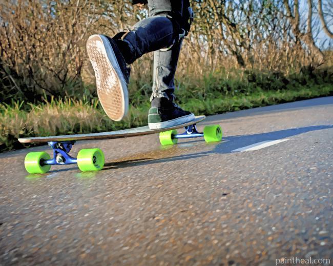 Green Skateboard Painting By Numbers Kits