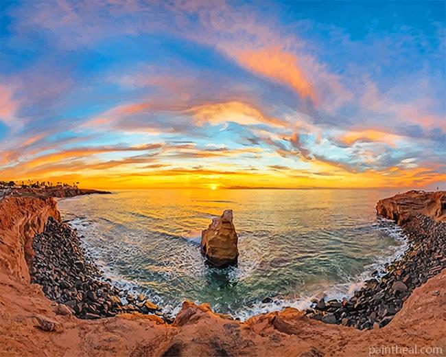 San Diego Sunset Cliffs Painting By Numbers Kits