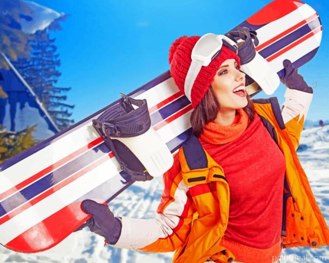 Snowboard Woman Painting By Numbers Kits