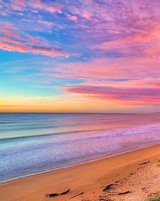 Colorful Sunset Beach Painting By Numbers Kits