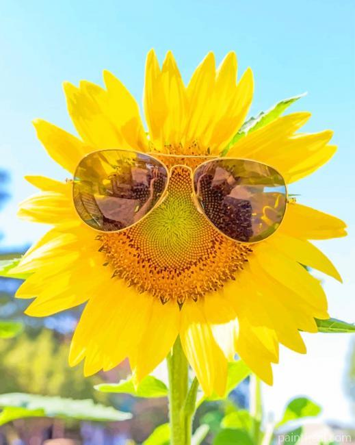Sunflower Wearing Sunglasses Painting By Numbers Kits