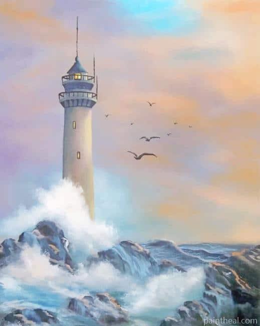 Lighthouse Waves Painting By Numbers Kits