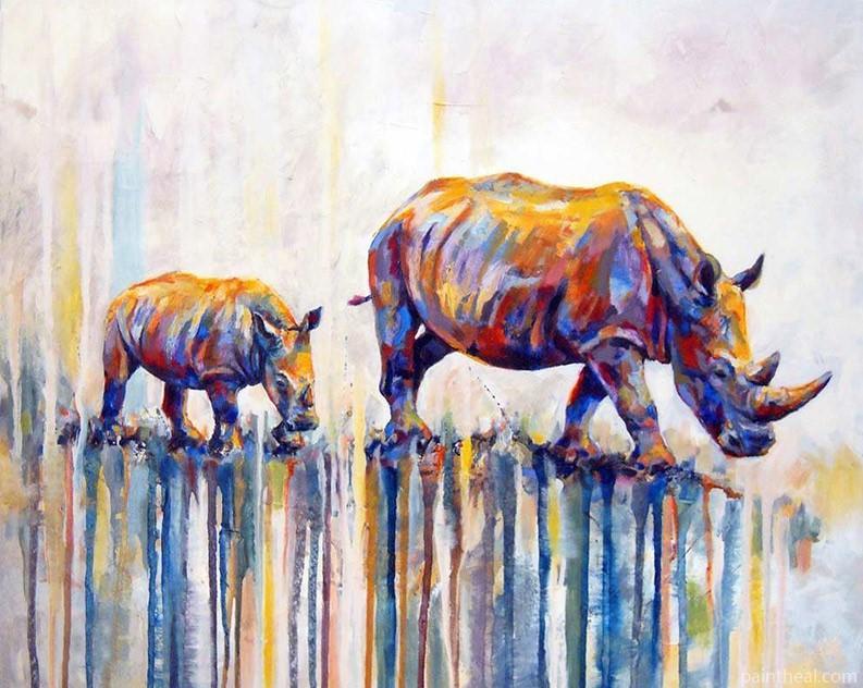 Abstract Rhino Animals Painting By Numbers Kits