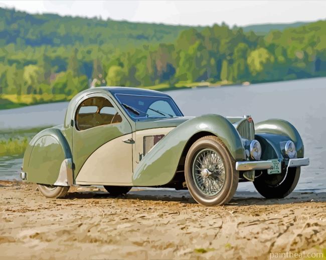 Green Vintage Bugatti Painting By Numbers Kits