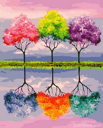 Colorful Seasons Trees Painting By Numbers Kits