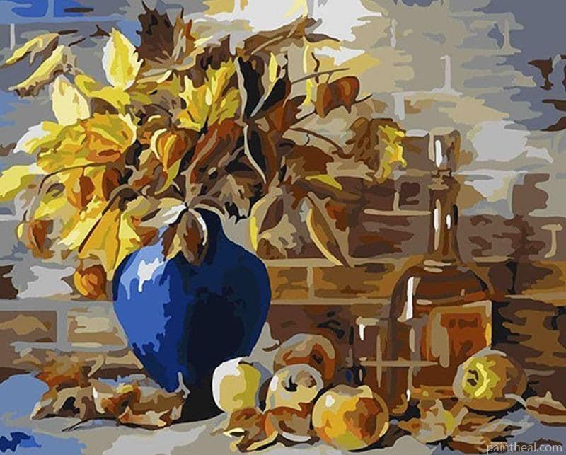 Blue Flowers Pot Painting By Numbers Kits