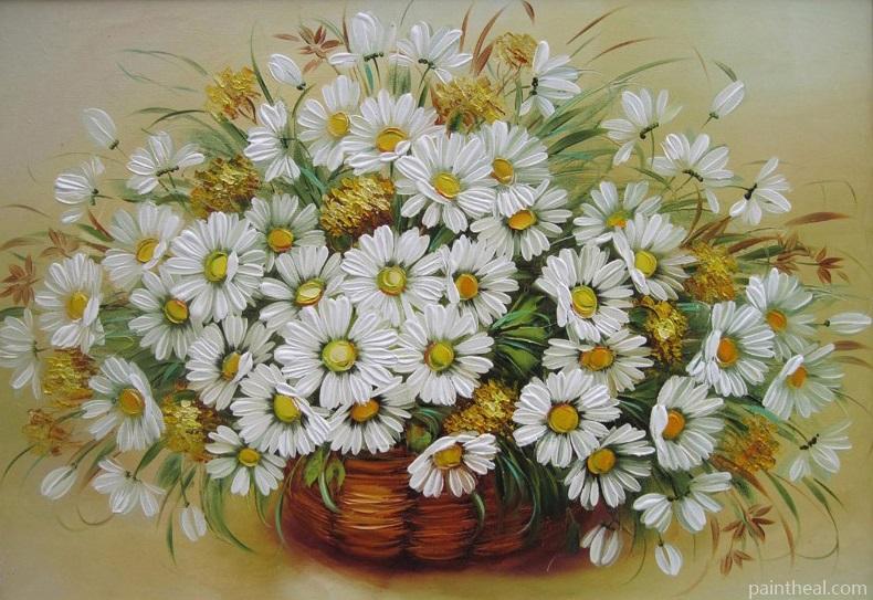 Blooming Daisy Flowers Vase Painting By Numbers Kits