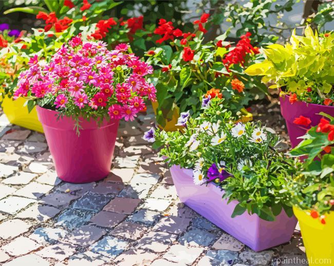 Flowers Pot Painting By Numbers Kits
