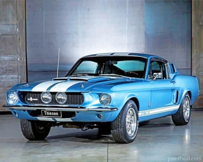 Aesthetic Blue Ford GT 500 Painting By Numbers Kits