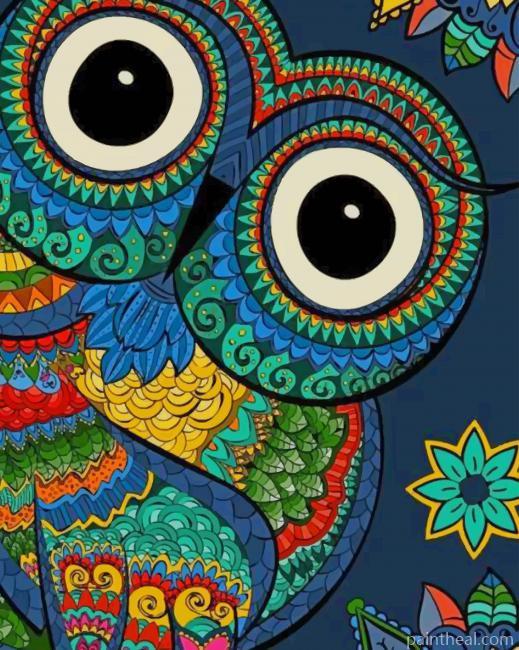 Colorful Owl Mandala Painting By Numbers Kits