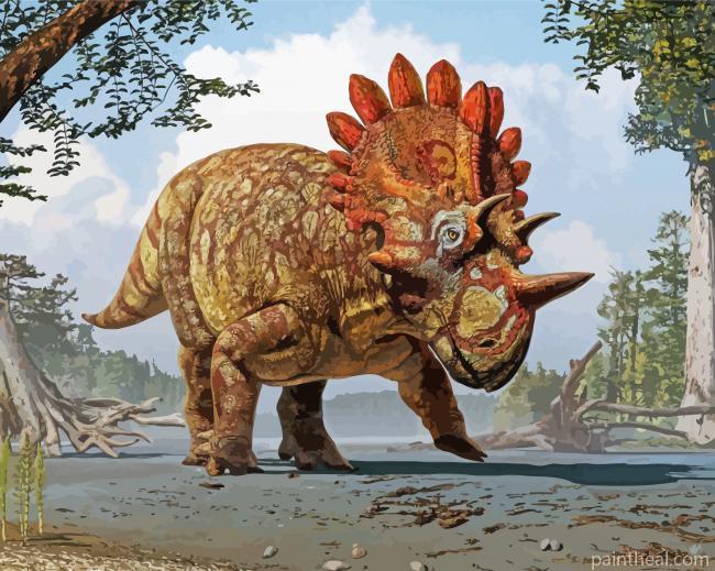 Aesthetic Triceratop Animal Painting By Numbers Kits
