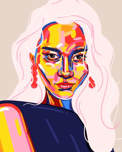 Girl Face Illustration Painting By Numbers Kits