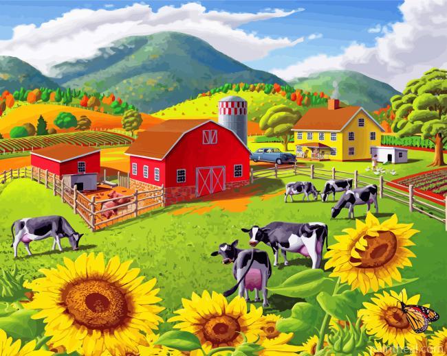 Sunflowers Farm Painting By Numbers Kits