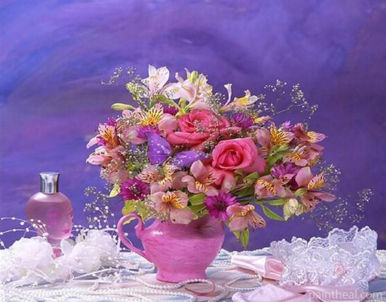 Purple Floral Vase Painting By Numbers Kits