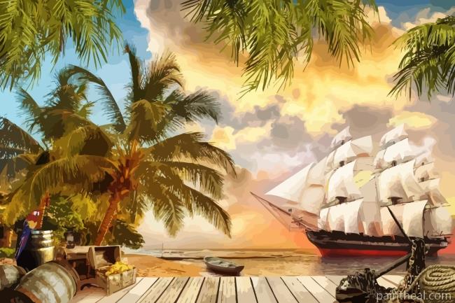 Pirate Ship Island Painting By Numbers Kits