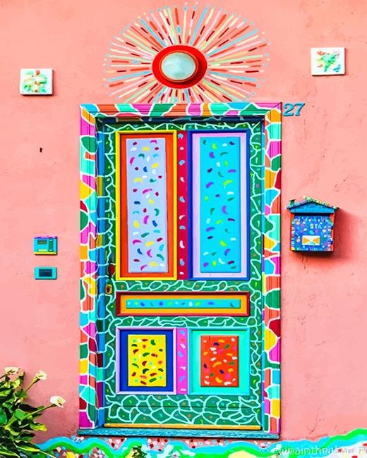 Artistic Colorful Door Painting By Numbers Kits