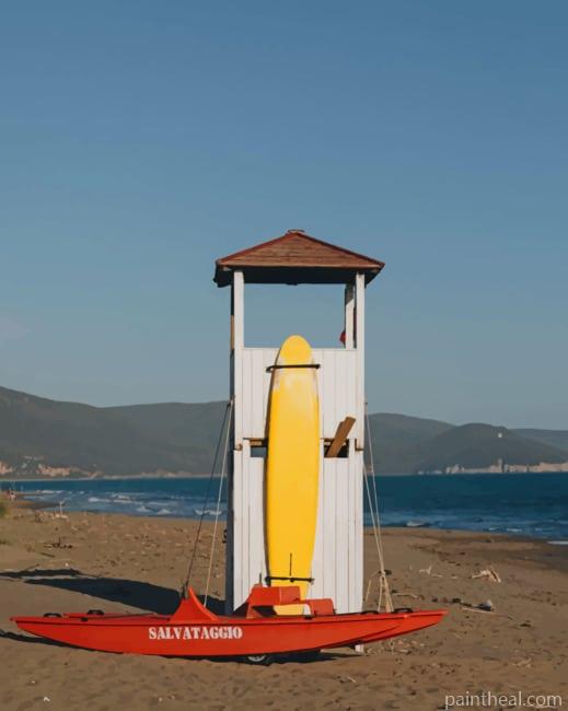 Empty Lifeguarding Station Painting By Numbers Kits