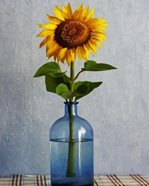 Yellow Sunflower In Vase Painting By Numbers Kits