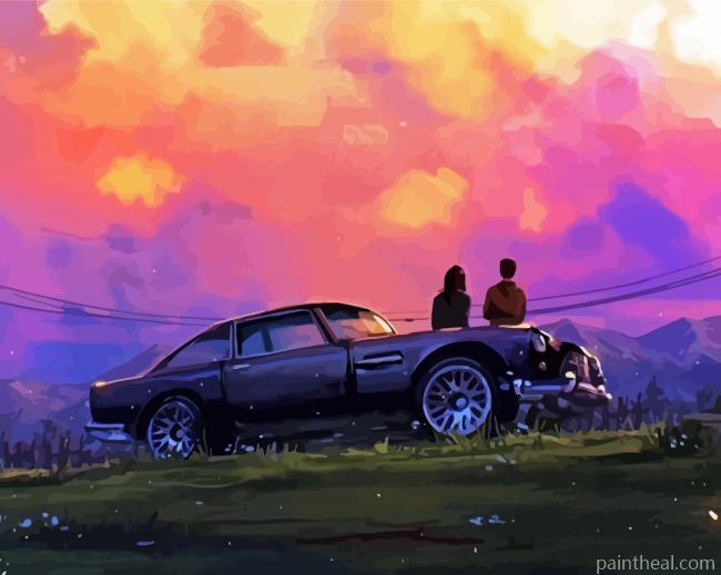 Couple Car Sunset Painting By Numbers Kits